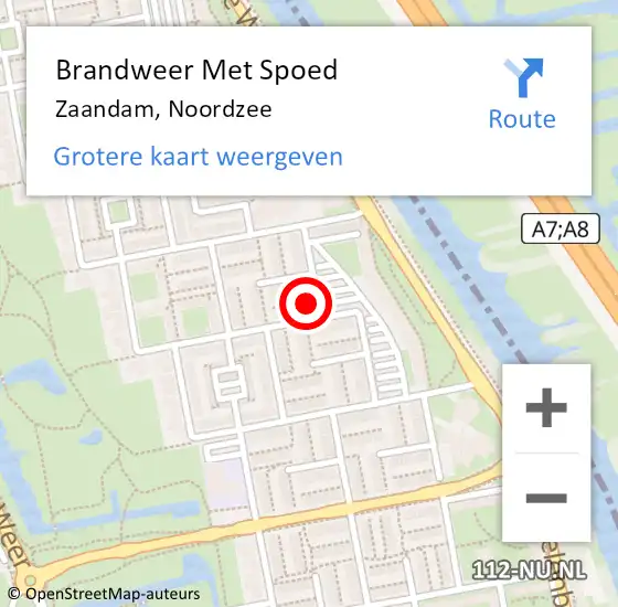 Locatie op kaart van de 112 melding: Brandweer Met Spoed Naar Zaandam, Noordzee op 6 oktober 2024 12:06