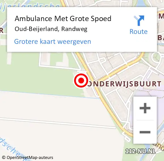 Locatie op kaart van de 112 melding: Ambulance Met Grote Spoed Naar Oud-Beijerland, Randweg op 6 oktober 2024 12:15