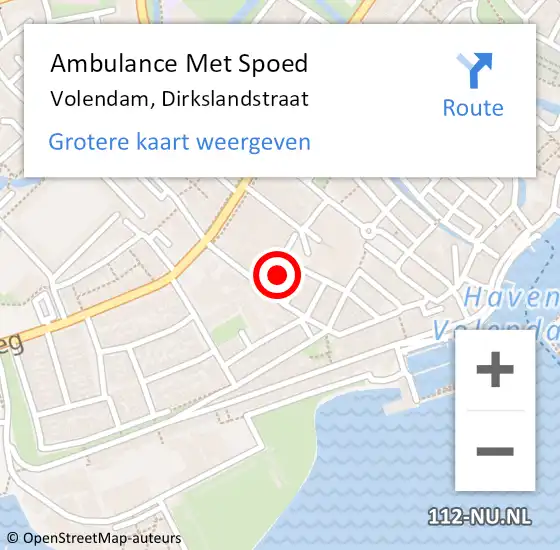 Locatie op kaart van de 112 melding: Ambulance Met Spoed Naar Volendam, Dirkslandstraat op 6 oktober 2024 12:21