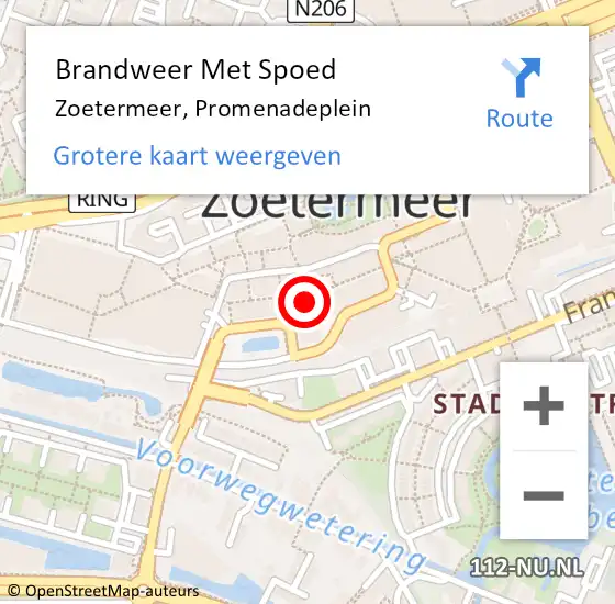 Locatie op kaart van de 112 melding: Brandweer Met Spoed Naar Zoetermeer, Promenadeplein op 6 oktober 2024 12:31