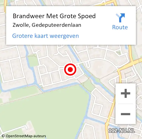 Locatie op kaart van de 112 melding: Brandweer Met Grote Spoed Naar Zwolle, Gedeputeerdenlaan op 6 oktober 2024 12:34