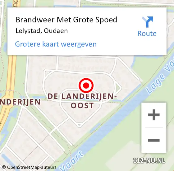 Locatie op kaart van de 112 melding: Brandweer Met Grote Spoed Naar Lelystad, Oudaen op 6 oktober 2024 12:43