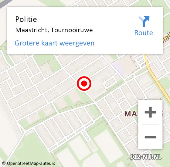 Locatie op kaart van de 112 melding: Politie Maastricht, Tournooiruwe op 6 oktober 2024 13:05