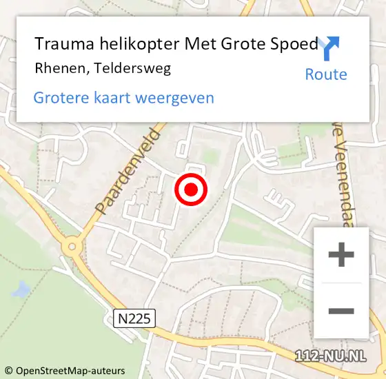 Locatie op kaart van de 112 melding: Trauma helikopter Met Grote Spoed Naar Rhenen, Teldersweg op 6 oktober 2024 13:06