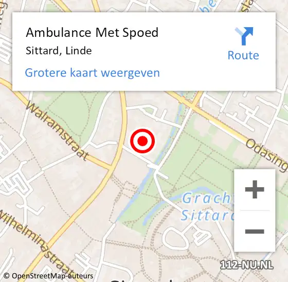 Locatie op kaart van de 112 melding: Ambulance Met Spoed Naar Sittard, Linde op 6 oktober 2024 13:12