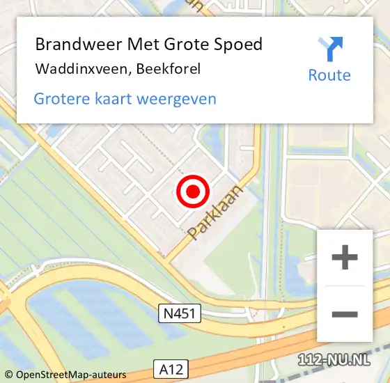 Locatie op kaart van de 112 melding: Brandweer Met Grote Spoed Naar Waddinxveen, Beekforel op 6 oktober 2024 13:29