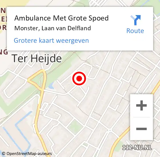 Locatie op kaart van de 112 melding: Ambulance Met Grote Spoed Naar Monster, Laan van Delfland op 6 oktober 2024 13:34