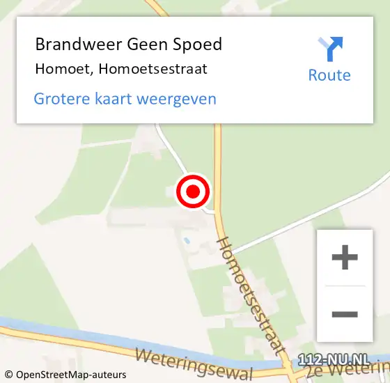 Locatie op kaart van de 112 melding: Brandweer Geen Spoed Naar Homoet, Homoetsestraat op 6 oktober 2024 13:47