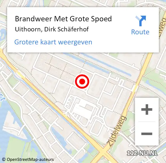 Locatie op kaart van de 112 melding: Brandweer Met Grote Spoed Naar Uithoorn, Dirk Schäferhof op 6 oktober 2024 13:48