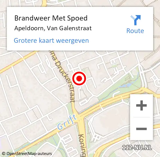 Locatie op kaart van de 112 melding: Brandweer Met Spoed Naar Apeldoorn, Van Galenstraat op 6 oktober 2024 13:59