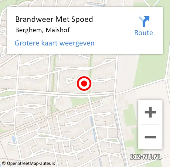 Locatie op kaart van de 112 melding: Brandweer Met Spoed Naar Berghem, Maïshof op 6 oktober 2024 14:03