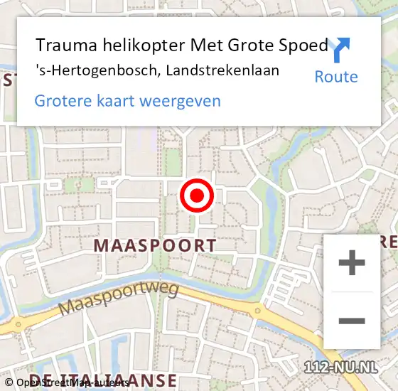 Locatie op kaart van de 112 melding: Trauma helikopter Met Grote Spoed Naar 's-Hertogenbosch, Landstrekenlaan op 6 oktober 2024 14:26