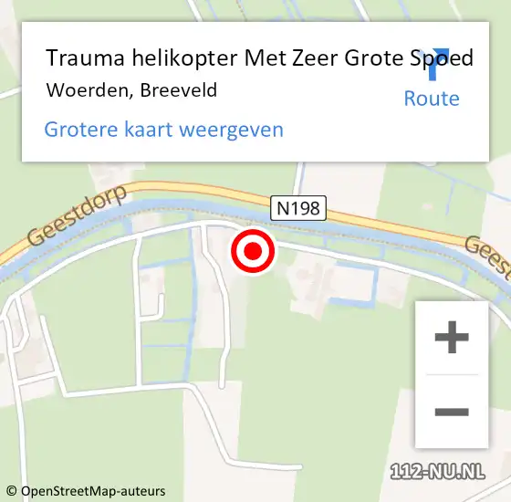 Locatie op kaart van de 112 melding: Trauma helikopter Met Zeer Grote Spoed Naar Woerden, Breeveld op 6 oktober 2024 14:34