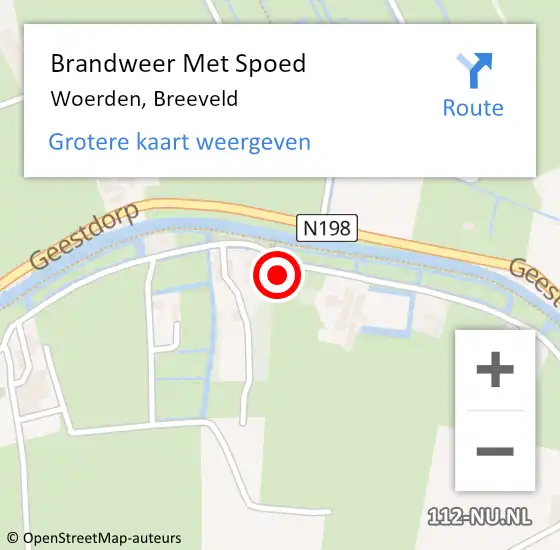 Locatie op kaart van de 112 melding: Brandweer Met Spoed Naar Woerden, Breeveld op 6 oktober 2024 14:36