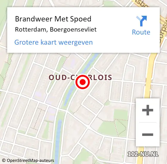 Locatie op kaart van de 112 melding: Brandweer Met Spoed Naar Rotterdam, Boergoensevliet op 6 oktober 2024 14:42