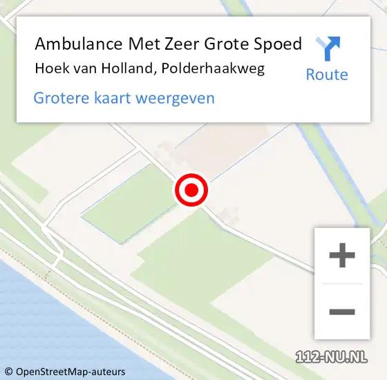 Locatie op kaart van de 112 melding: Ambulance Met Zeer Grote Spoed Naar Hoek van Holland, Polderhaakweg op 6 oktober 2024 14:45