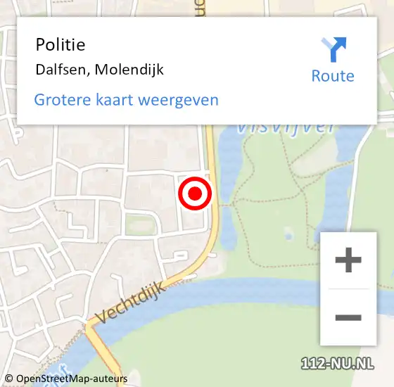 Locatie op kaart van de 112 melding: Politie Dalfsen, Molendijk op 6 oktober 2024 14:49