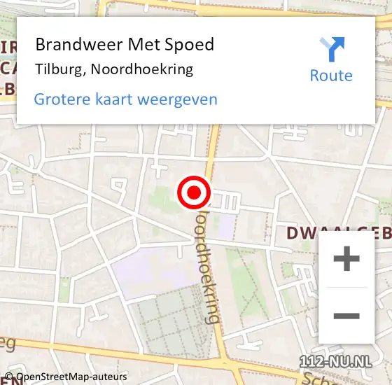 Locatie op kaart van de 112 melding: Brandweer Met Spoed Naar Tilburg, Noordhoekring op 6 oktober 2024 15:03