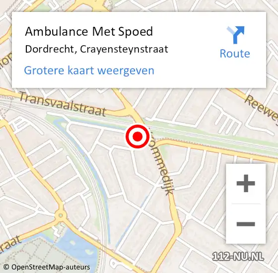 Locatie op kaart van de 112 melding: Ambulance Met Spoed Naar Dordrecht, Crayensteynstraat op 6 oktober 2024 15:04