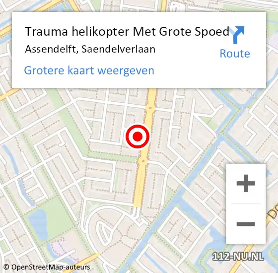 Locatie op kaart van de 112 melding: Trauma helikopter Met Grote Spoed Naar Assendelft, Saendelverlaan op 6 oktober 2024 15:11