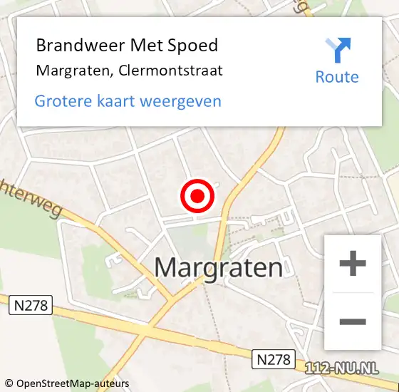 Locatie op kaart van de 112 melding: Brandweer Met Spoed Naar Margraten, Clermontstraat op 6 oktober 2024 15:13