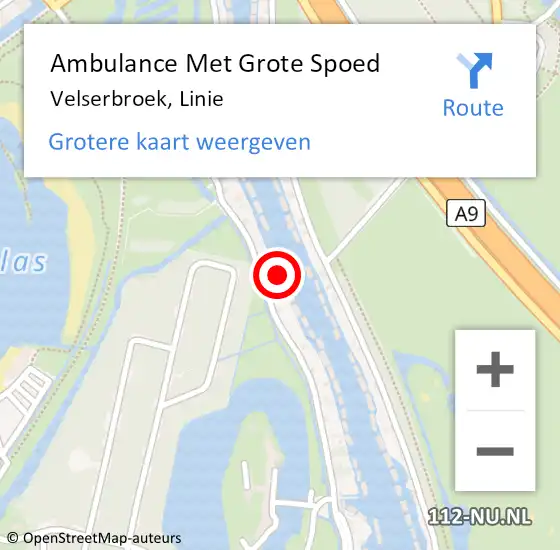 Locatie op kaart van de 112 melding: Ambulance Met Grote Spoed Naar Velserbroek, Linie op 6 oktober 2024 15:18