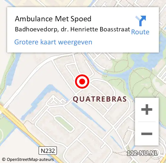 Locatie op kaart van de 112 melding: Ambulance Met Spoed Naar Badhoevedorp, dr. Henriette Boasstraat op 6 oktober 2024 15:24