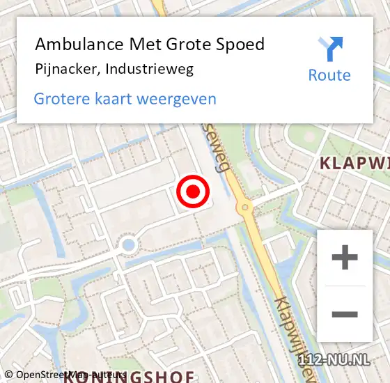 Locatie op kaart van de 112 melding: Ambulance Met Grote Spoed Naar Pijnacker, Industrieweg op 6 oktober 2024 15:25