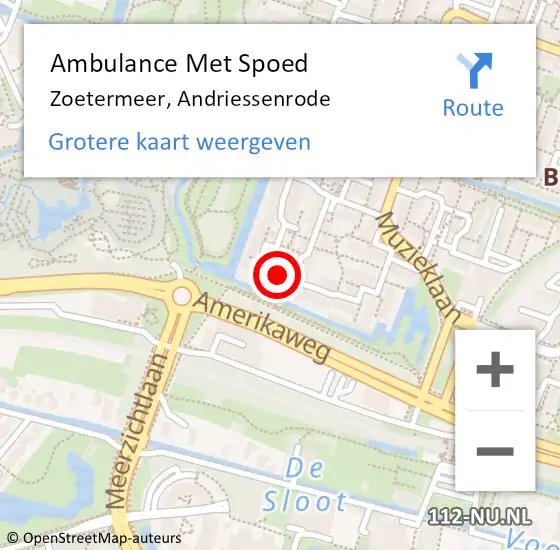 Locatie op kaart van de 112 melding: Ambulance Met Spoed Naar Zoetermeer, Andriessenrode op 6 oktober 2024 15:25