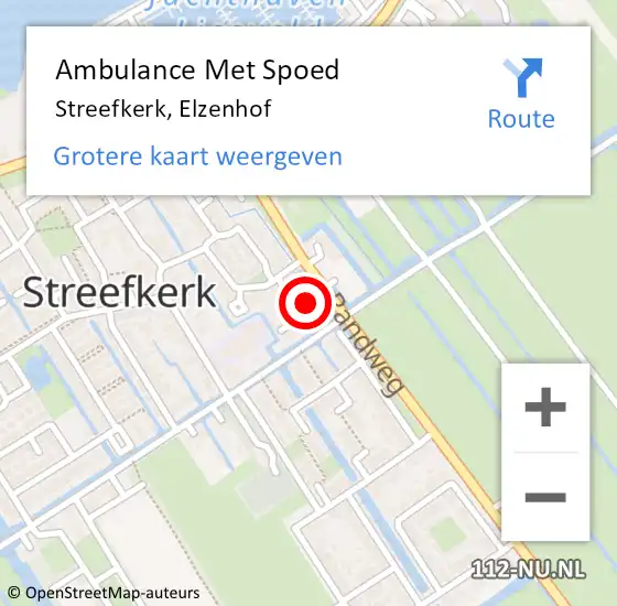 Locatie op kaart van de 112 melding: Ambulance Met Spoed Naar Streefkerk, Elzenhof op 6 oktober 2024 15:34