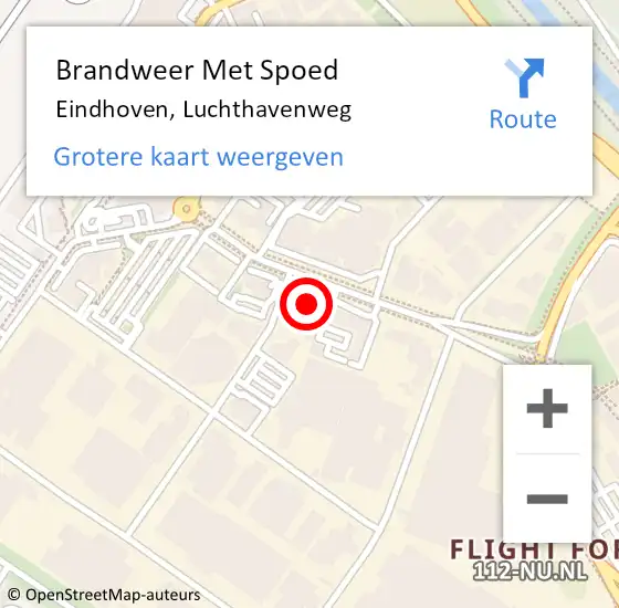 Locatie op kaart van de 112 melding: Brandweer Met Spoed Naar Eindhoven, Luchthavenweg op 6 oktober 2024 15:37