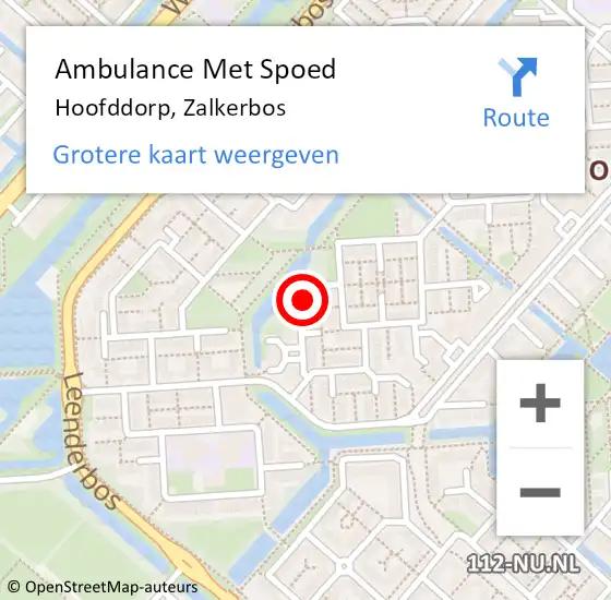 Locatie op kaart van de 112 melding: Ambulance Met Spoed Naar Hoofddorp, Zalkerbos op 6 oktober 2024 15:39