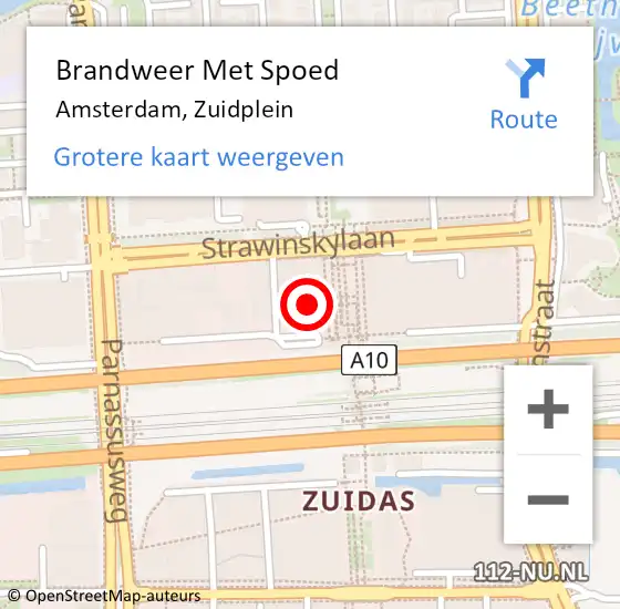 Locatie op kaart van de 112 melding: Brandweer Met Spoed Naar Amsterdam, Zuidplein op 6 oktober 2024 15:55