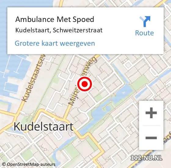 Locatie op kaart van de 112 melding: Ambulance Met Spoed Naar Kudelstaart, Schweitzerstraat op 6 oktober 2024 16:11