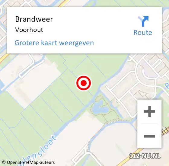 Locatie op kaart van de 112 melding: Brandweer Voorhout op 6 oktober 2024 16:31