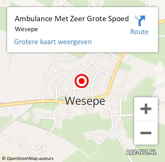 Locatie op kaart van de 112 melding: Ambulance Met Zeer Grote Spoed Naar Wesepe op 6 oktober 2024 16:35