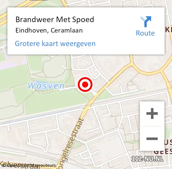 Locatie op kaart van de 112 melding: Brandweer Met Spoed Naar Eindhoven, Ceramlaan op 6 oktober 2024 16:39