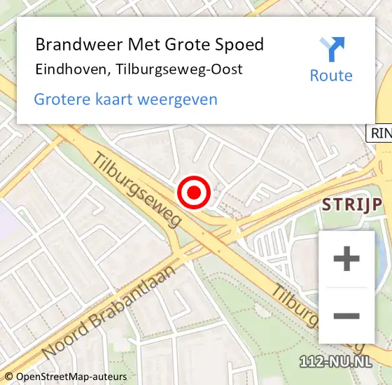 Locatie op kaart van de 112 melding: Brandweer Met Grote Spoed Naar Eindhoven, Tilburgseweg-Oost op 6 oktober 2024 16:43