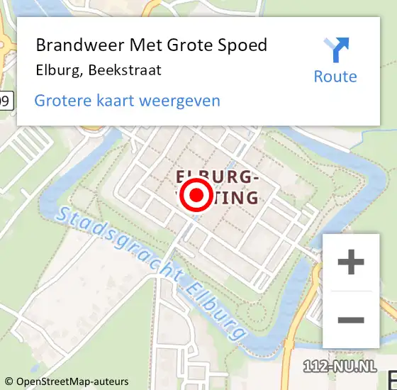 Locatie op kaart van de 112 melding: Brandweer Met Grote Spoed Naar Elburg, Beekstraat op 6 oktober 2024 16:45