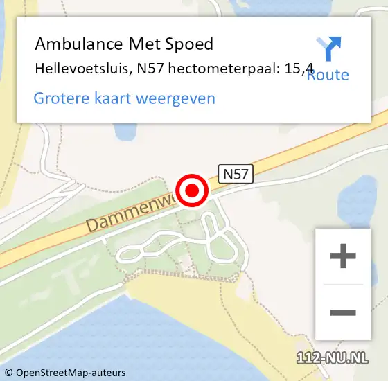 Locatie op kaart van de 112 melding: Ambulance Met Spoed Naar Hellevoetsluis, N57 hectometerpaal: 15,4 op 6 oktober 2024 16:51