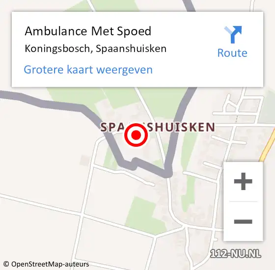 Locatie op kaart van de 112 melding: Ambulance Met Spoed Naar Koningsbosch, Spaanshuisken op 6 oktober 2024 16:53