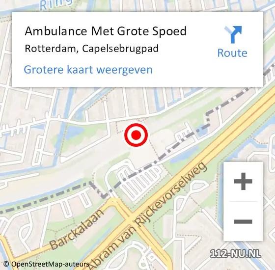 Locatie op kaart van de 112 melding: Ambulance Met Grote Spoed Naar Rotterdam, Capelsebrugpad op 6 oktober 2024 16:56