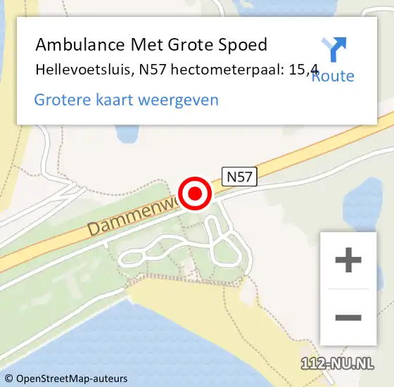 Locatie op kaart van de 112 melding: Ambulance Met Grote Spoed Naar Hellevoetsluis, N57 hectometerpaal: 15,4 op 6 oktober 2024 16:57