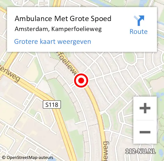 Locatie op kaart van de 112 melding: Ambulance Met Grote Spoed Naar Amsterdam, Kamperfoelieweg op 22 oktober 2014 13:35