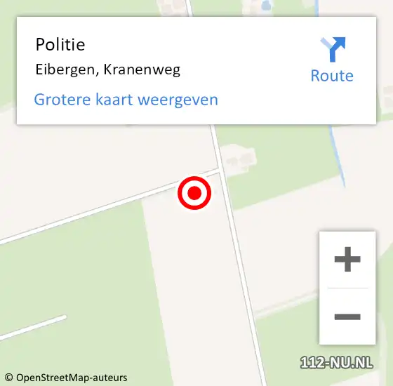 Locatie op kaart van de 112 melding: Politie Eibergen, Kranenweg op 6 oktober 2024 17:25