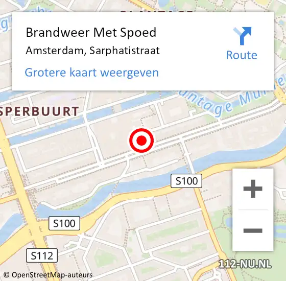 Locatie op kaart van de 112 melding: Brandweer Met Spoed Naar Amsterdam, Sarphatistraat op 6 oktober 2024 17:29