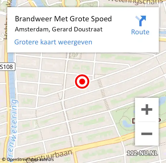 Locatie op kaart van de 112 melding: Brandweer Met Grote Spoed Naar Amsterdam, Gerard Doustraat op 6 oktober 2024 17:31