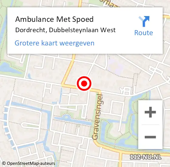 Locatie op kaart van de 112 melding: Ambulance Met Spoed Naar Dordrecht, Dubbelsteynlaan West op 6 oktober 2024 17:33