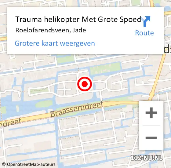 Locatie op kaart van de 112 melding: Trauma helikopter Met Grote Spoed Naar Roelofarendsveen, Jade op 6 oktober 2024 17:38