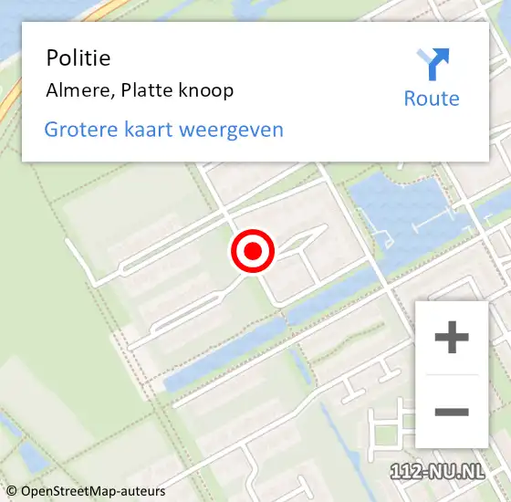 Locatie op kaart van de 112 melding: Politie Almere, Platte knoop op 6 oktober 2024 17:39